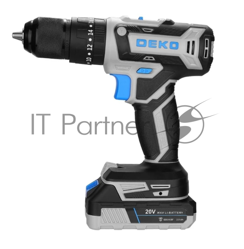 Дрель-шуруповерт аккумуляторная ударная DEKO DKCID20FU-Li, 20В, 1x2.0Ач (083-1119)