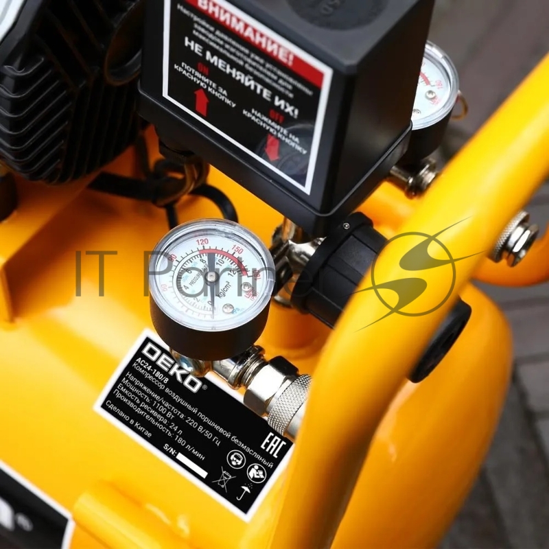 Компрессор воздушный поршневой безмасляный DEKO AC24-180/8, 24л ресивер