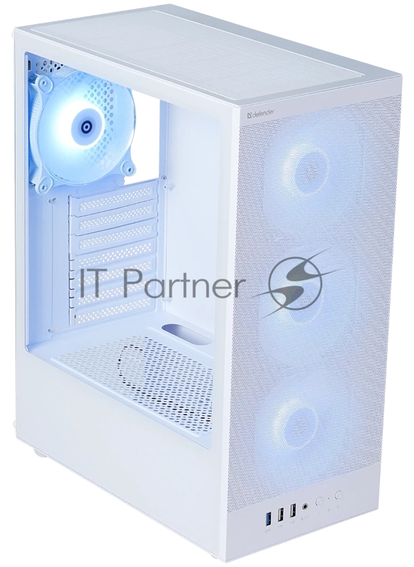 Корпус компьютерный Defender RaptorX белый,ATX,4fans,switch&M/BSync