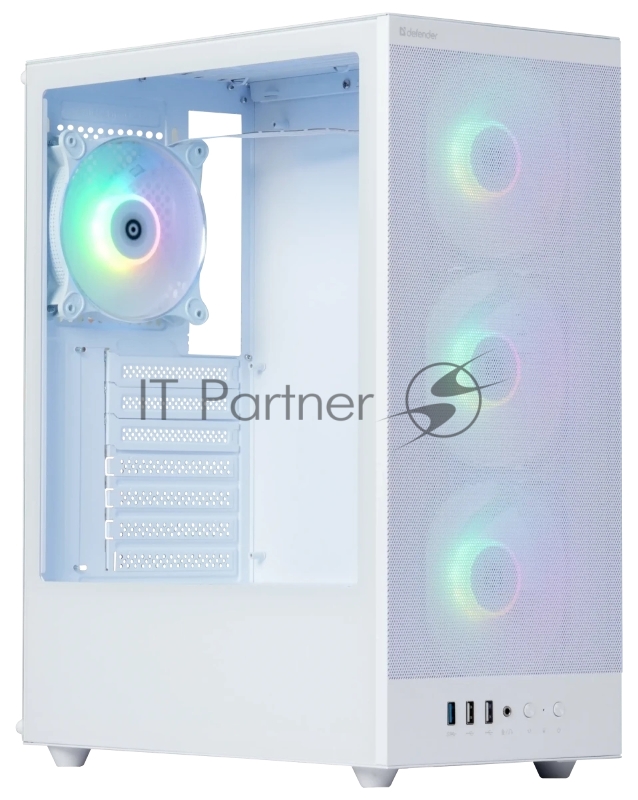 Корпус компьютерный Defender RaptorX белый,ATX,4fans,switch&M/BSync
