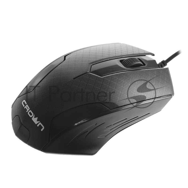 Мышь проводная Мышь проводная CROWN CMM-100, 3 кнопки 1000DPI Длина провода: 1.3м USB пластик , Plug & Play (черный)