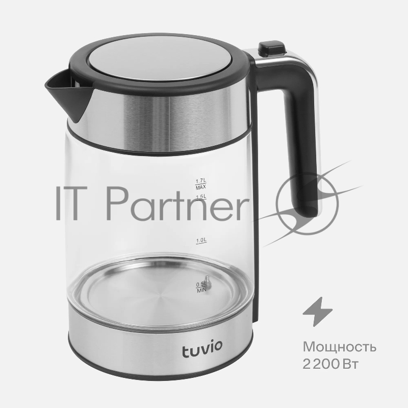 Чайник Tuvio TUK217H1, режим поддержания тепла, 1.7 л, серебристый
