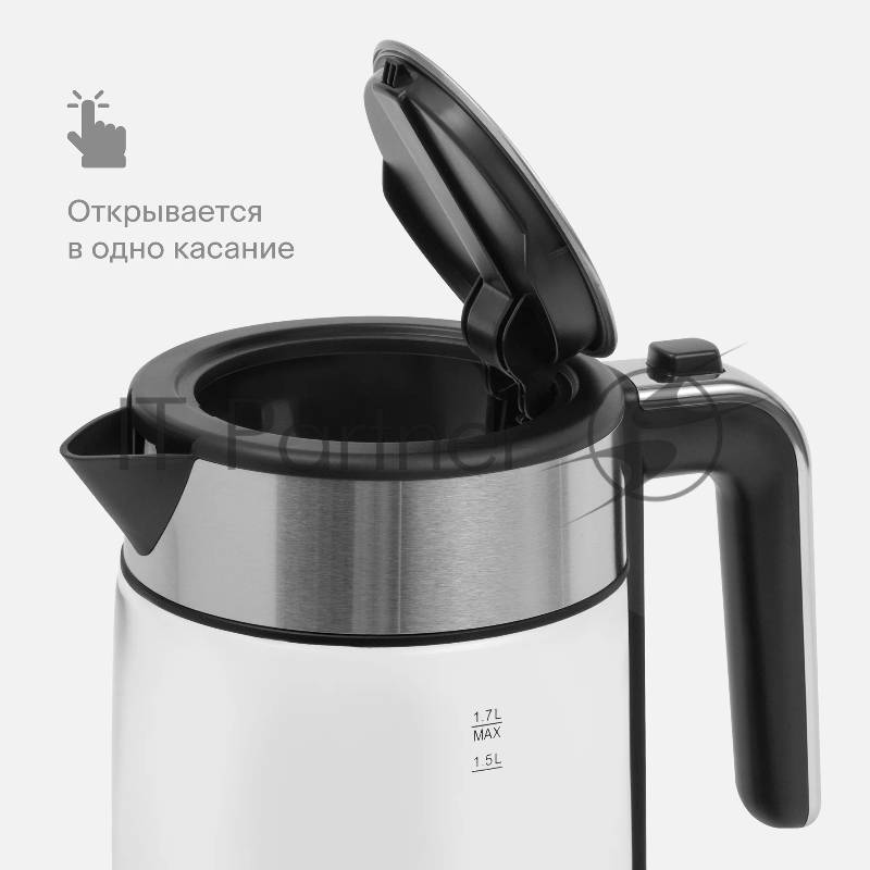 Чайник Tuvio TUK217H1, режим поддержания тепла, 1.7 л, серебристый