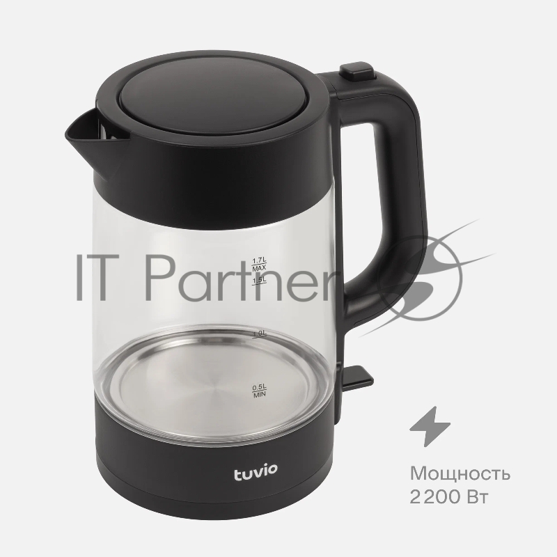 Чайник Tuvio TKG0117, с подсветкой, блокировка включения без воды