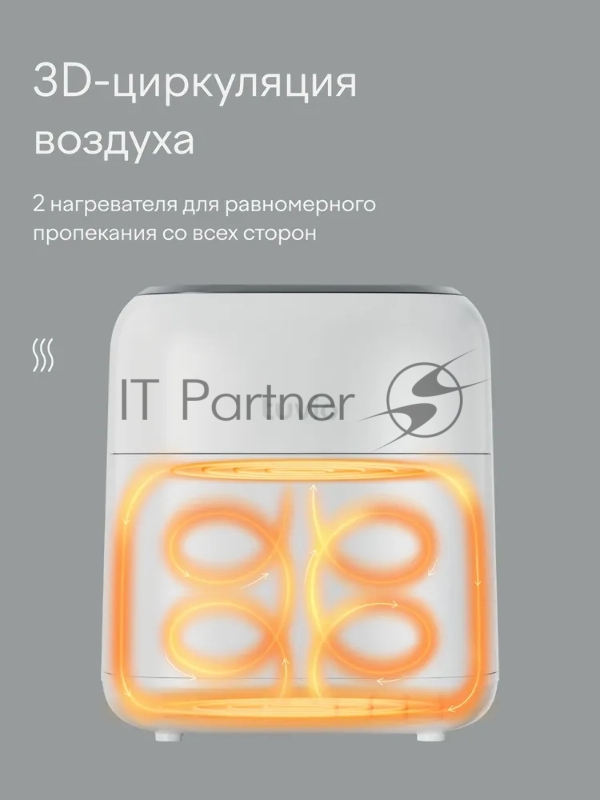 Аэрогриль Tuvio TAF01, 6,5 л с 14 автопрограммами, 2 уровнями и таймером, белый