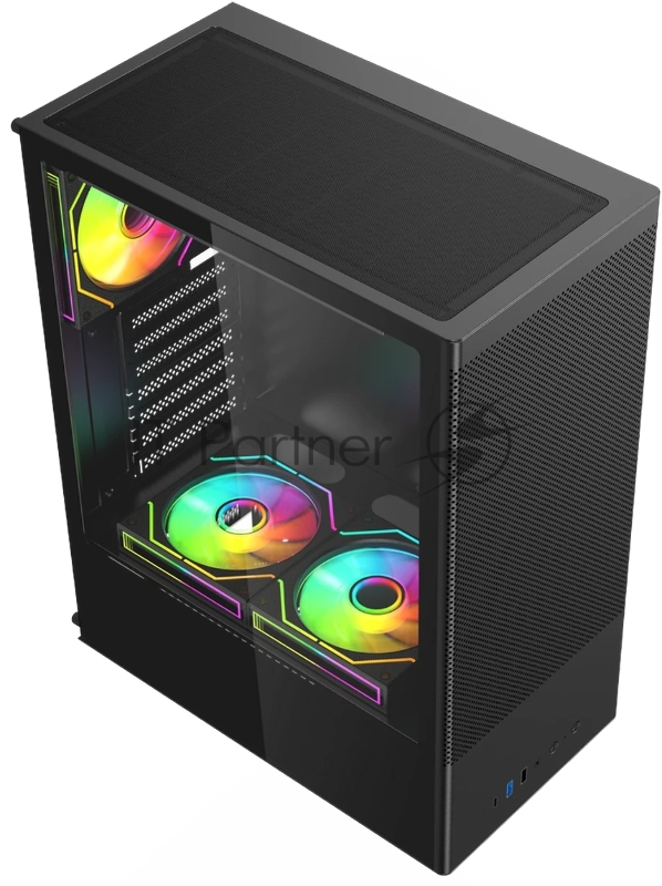 Корпус для ПК ACD Citadel 108B ATX, Type-C + 2XUSB ports + HD audio combo, Mesh, TG, Black.