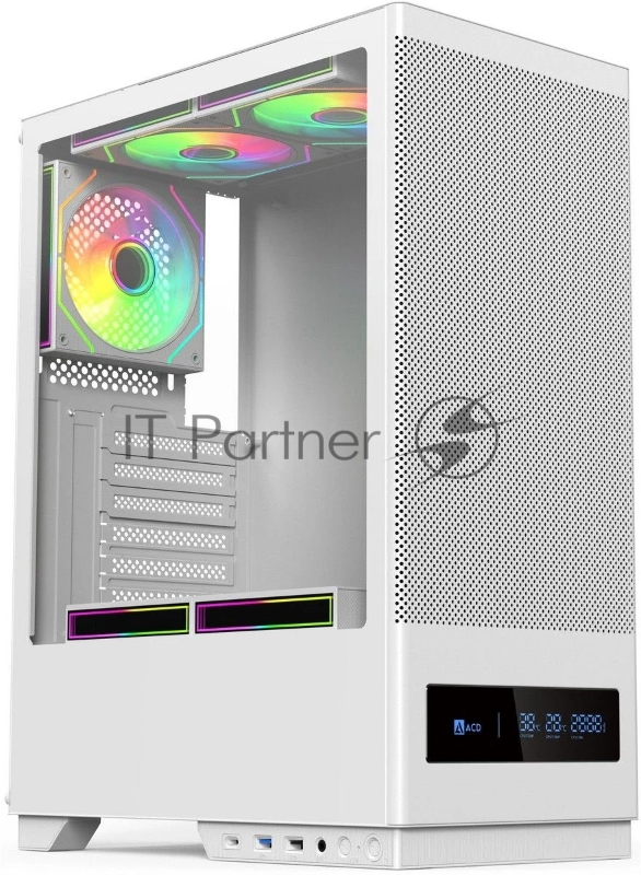 Корпус для ПК ACD Citadel 108DW ATX, Type-C + 2 X USB ports + HD audio combo, Mesh, TG, White