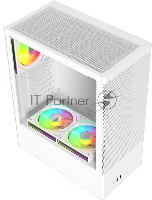 Корпус для ПК ACD Citadel 108W ATX, Type-C + 2XUSB ports + HD audio combo, Mesh, TG, White.