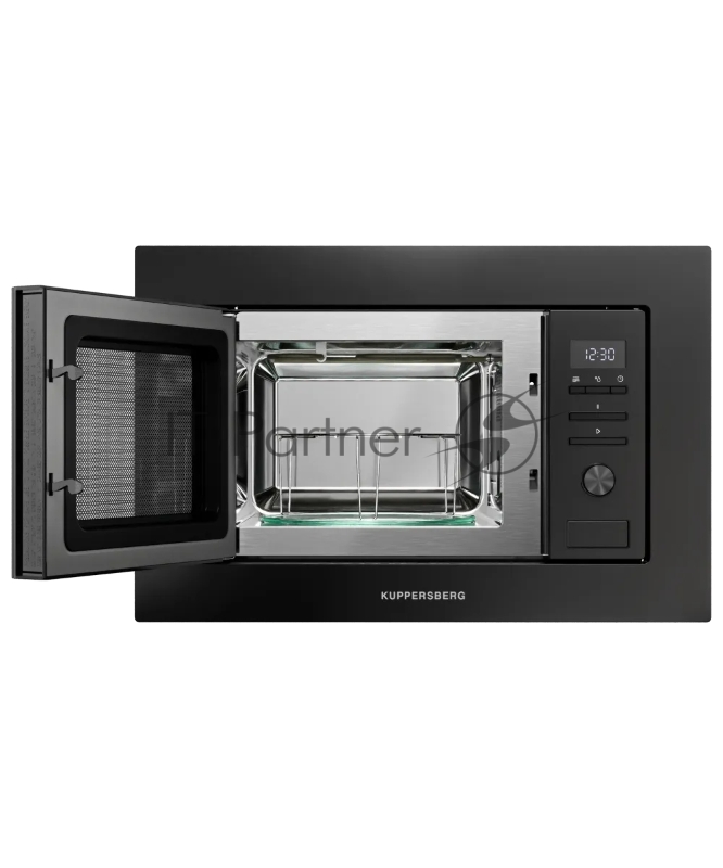 Встраиваемая микроволновая печь Kuppersberg HMW 621 B, объем 20 л, мощность 800 Вт, 5 уровней мощности, гриль, 8 автоматических программ, размораживание, кнопочное управление/утапливаемый поворотный переключатель, цвет черный