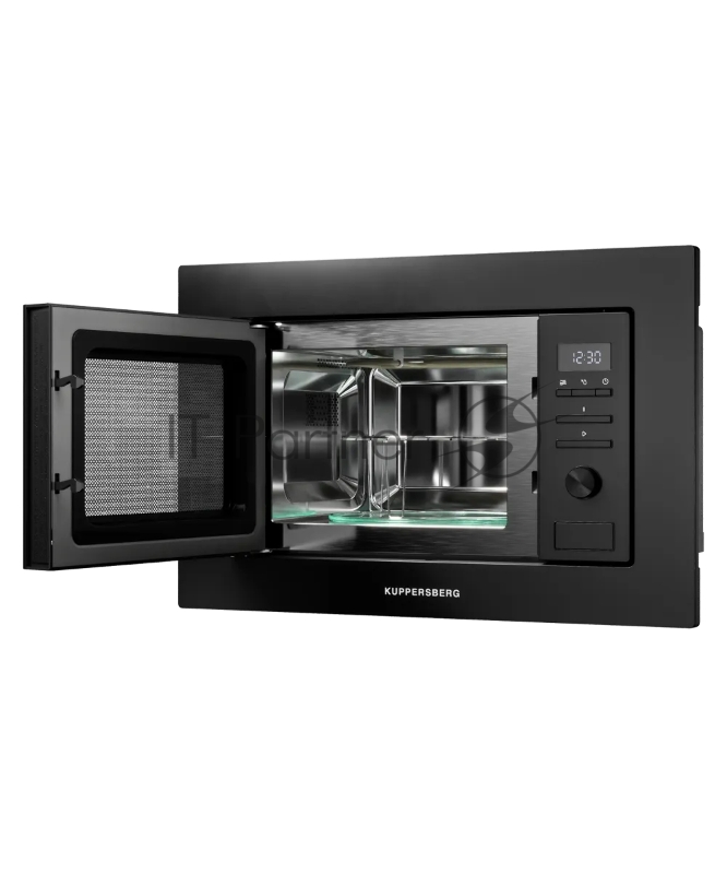 Встраиваемая микроволновая печь Kuppersberg HMW 621 B, объем 20 л, мощность 800 Вт, 5 уровней мощности, гриль, 8 автоматических программ, размораживание, кнопочное управление/утапливаемый поворотный переключатель, цвет черный