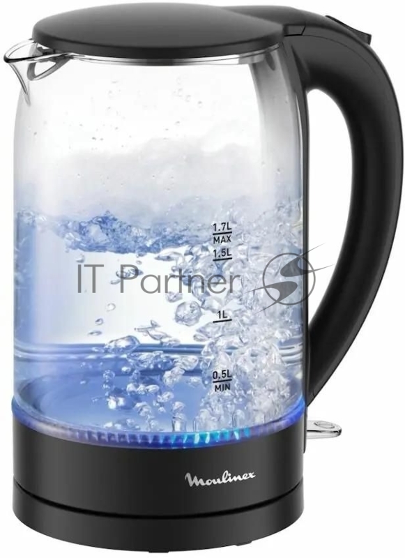 Чайник электрический Moulinex BY1S08F0 1.7л. 2200Вт черный/прозрачный корпус: стекло/пластик