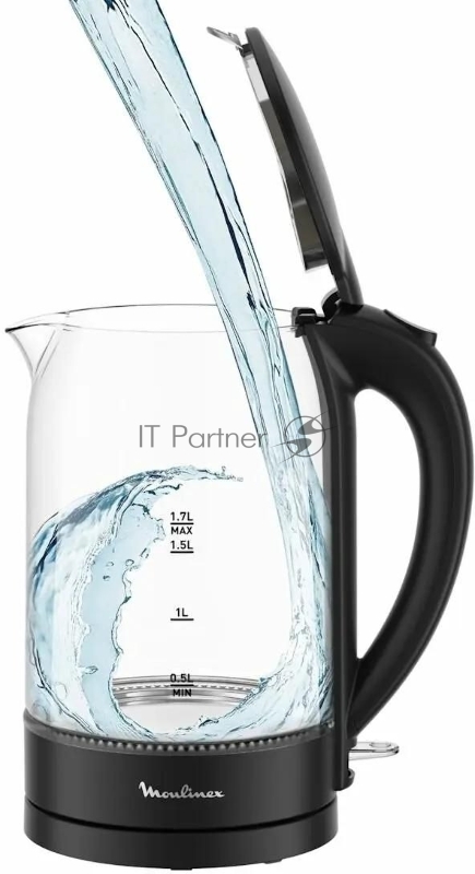 Чайник электрический Moulinex BY1S08F0 1.7л. 2200Вт черный/прозрачный корпус: стекло/пластик