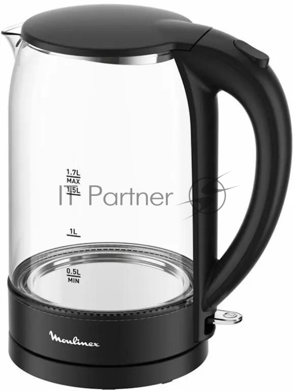 Чайник электрический Moulinex BY1S08F0 1.7л. 2200Вт черный/прозрачный корпус: стекло/пластик