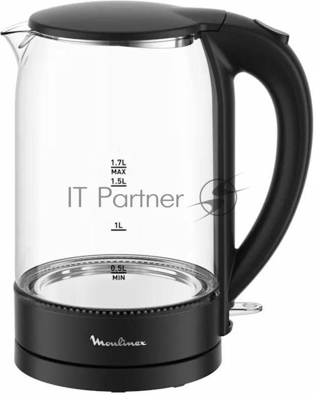 Чайник электрический Moulinex BY1S08F0 1.7л. 2200Вт черный/прозрачный корпус: стекло/пластик