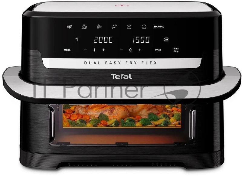 Аэрогриль Tefal Dual Easy Fry Flex EY9228E0 2700Вт черный/серебристый