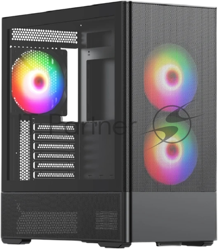Корпус без блока питания/ Case HSPD M712, Mesh Mid Tower, Black, TG, 0.6 SPCC, no fans, E-ATX, ATX, mATX, mITX, 175/410/160mm, 2x2.5, 2x3.5, 7xPCI, 2xUSB-A 3.0, 476x225x455mm