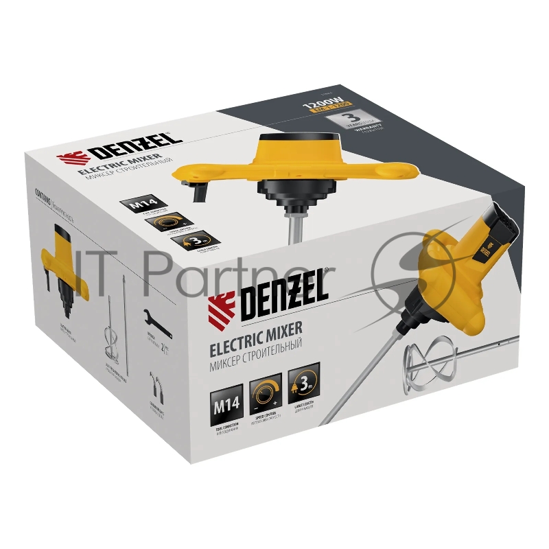 Миксер строительный EM-1-1200, 1200 Вт, 0-680 об/мин Denzel