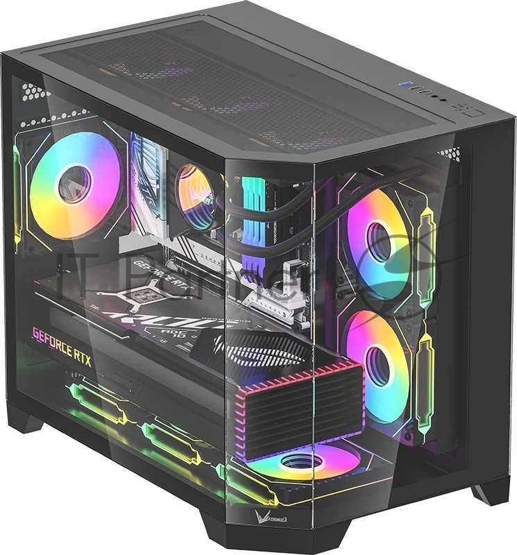 Компьютерный корпус AeroCool / Formula Crystal Z6M Floe черный без БП mATX 4x120mm 2xUSB3.0 audio bott PSU