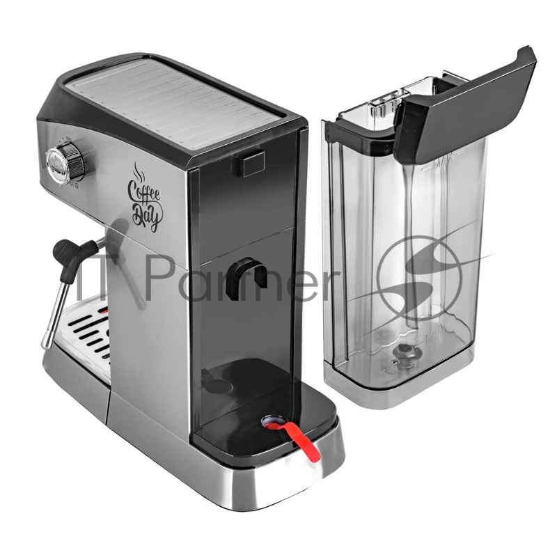 Кофеварка рожкового типа электрическая Endever Costa-1089, объем-1,2л, цвет стальной/черный, мощность 1350 Вт, давление 20 бар