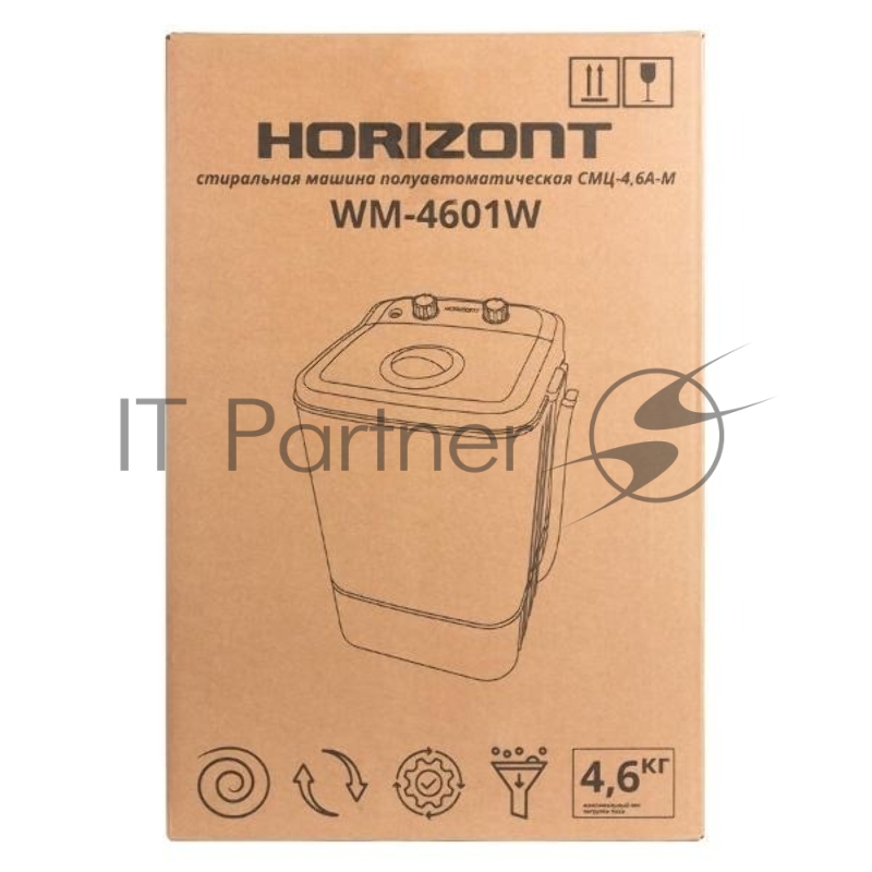 Стиральная машина Horizont WM-4601W белая, загрузка вертикальная 4.6кг, класс: A