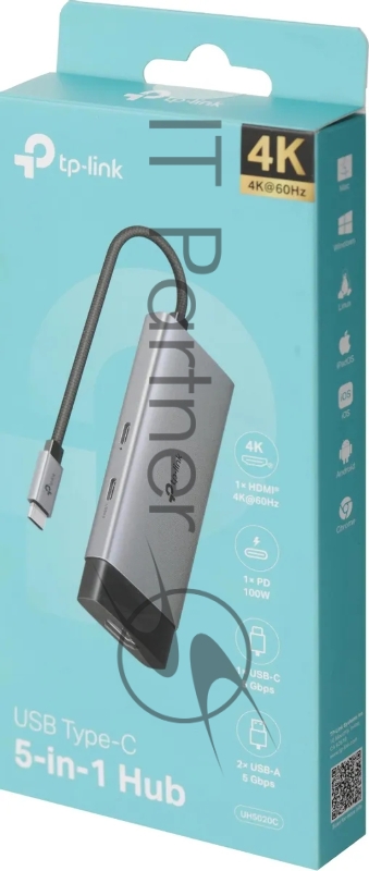 Разветвитель USB-C TP-Link UH5020C 2порт. серый