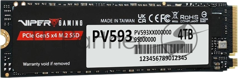 Твердотельный накопитель SSD M.2 Viper 4.0Tb VP593 Series <PV593P4TBM28H> (PCI-E 5.0 x4, up to 14000/13000MBs, 3D TLC, 3000TBW, DRAM, NVMe 2.0, SM2508)