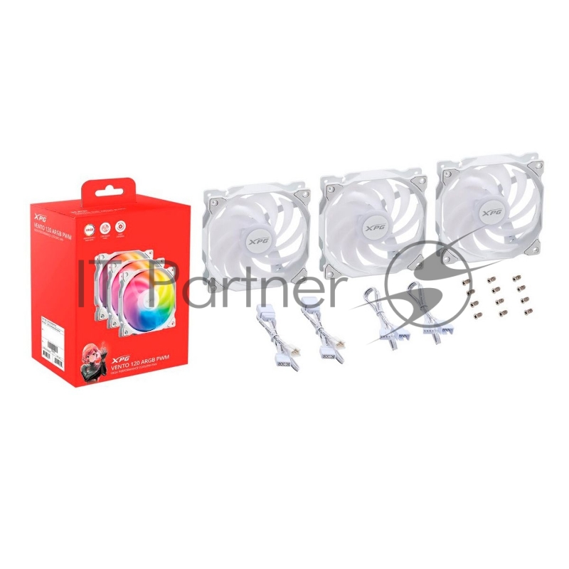 Комплект вентиляторов для корпуса ADATA XPG VENTO 120 ARGb PWM белый, 120 мм, 1850 об/мин, 21 дБ, 4 pin