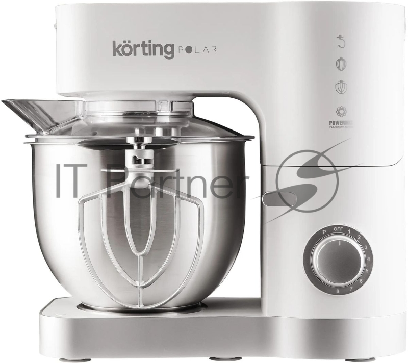 Кухонная машина KORTING/ Кухонная машина KORTING, мощность 1200 Вт, 7 насадок (планетарный миксер с 3-мя насадками, мясорубка, насадка для колбас, насадка для кеббе, насадка-блендер), объем чаши 5.5 л, 8 скоростей, импульсный режим, механическое упра
