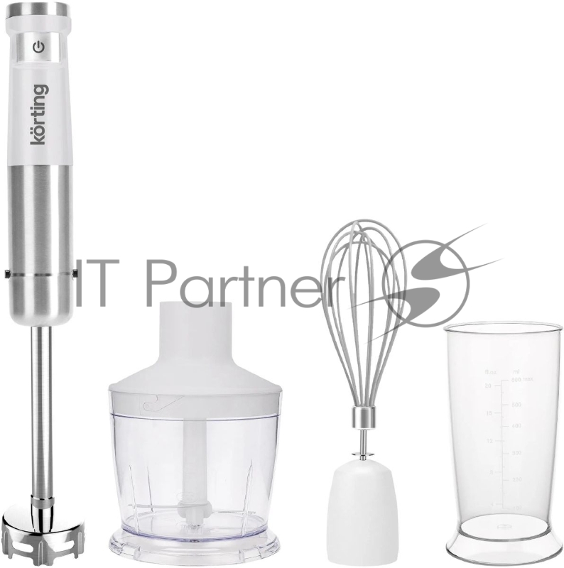 Погружной блендер KORTING/ Погружной блендер KORTING, беспроводной, мощность 150 Вт, кнопочное управление, 3 насадки (блендер, измельчитель, миксер), 5 скоростей, объем чаши 500 мл, защита двигателя от перегрева/перегрузки, цвет белый
