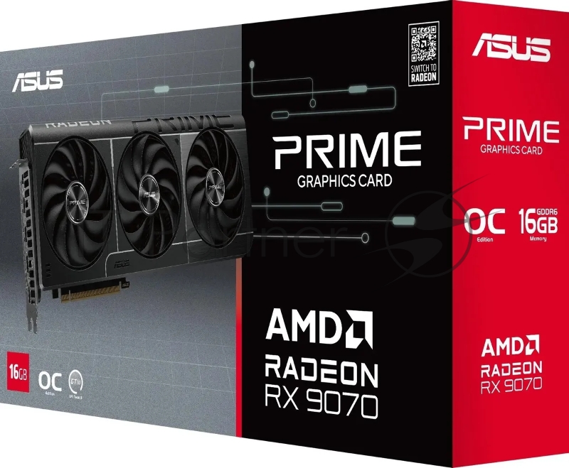 Видеокарта Asus PCI-E 5.0 PRIME-RX9070-O16G-EVO AMD Radeon RX 9070 16Gb 256bit GDDR6 2120/20000 HDMIx1 DPx3 HDCP Ret