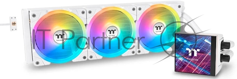 Система водяного охлаждения Thermaltake MAGFloe 420 Ultra Snow ARGB Soc-AM5/AM4/1200/1700/1851 белый 4-pin 34.5dB Al+Cu LCD Ret (CL-W452-PL14SW-A)