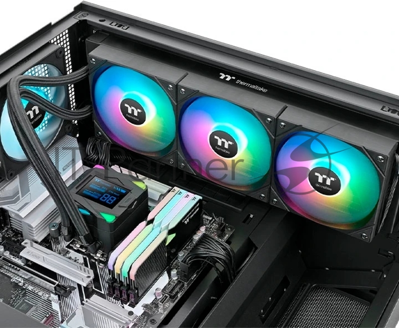 Система водяного охлаждения Thermaltake LA360-S ARGB Soc-AM5/AM4/1200/1700/1851 черный 4-pin 38.35dB Al+Cu LCD 360W Ret (CL-W462-PL12SW-A)