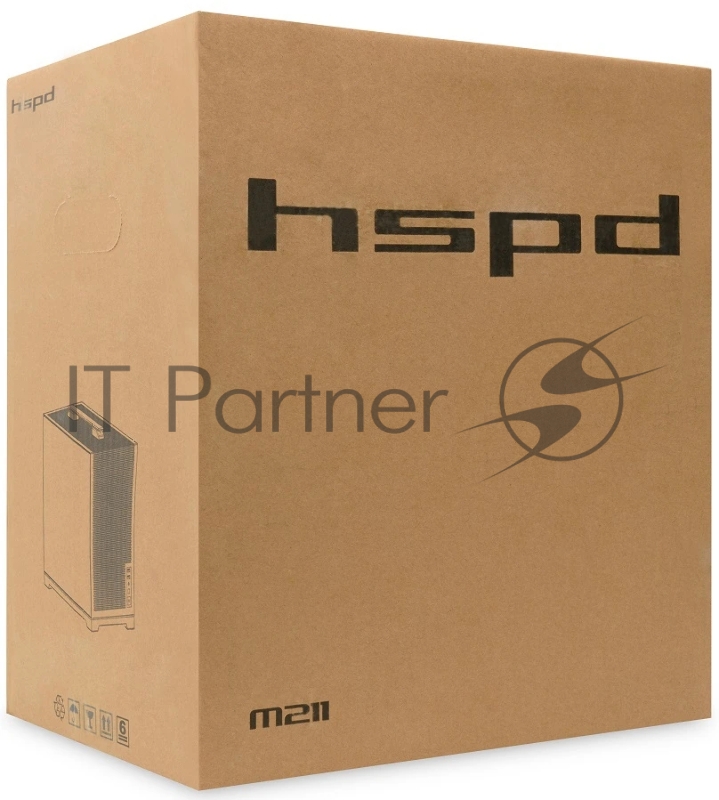 Корпус без блока питания Case HSPD M211, Mesh Mini-tower, Black, TG, 0.7 SPCC, no fans,mATX, mITX, 175/330/150mm, 2x2.5, 1x3.5, 4xPCI, 2xUSB-A 3.0, ARGB strip, 336x211x350mm