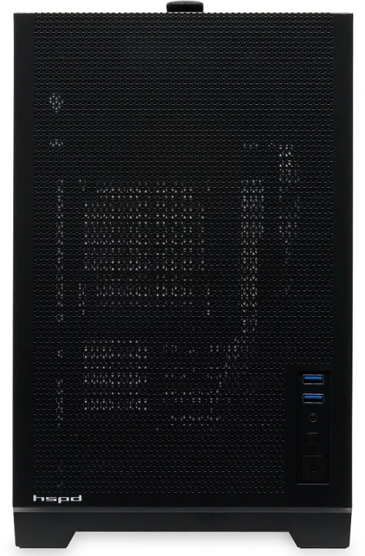 Корпус без блока питания Case HSPD M211, Mesh Mini-tower, Black, TG, 0.7 SPCC, no fans,mATX, mITX, 175/330/150mm, 2x2.5, 1x3.5, 4xPCI, 2xUSB-A 3.0, ARGB strip, 336x211x350mm