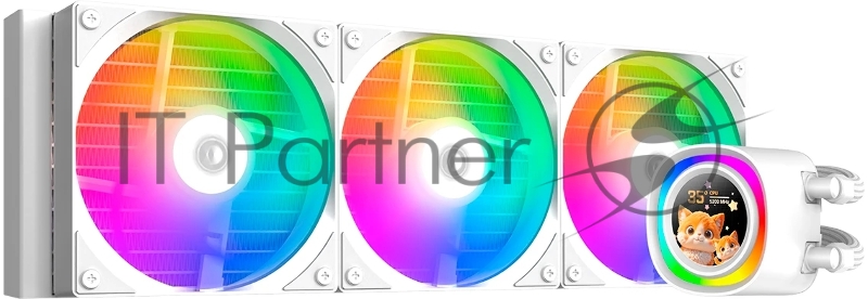 Система водяного охлаждения ID-Cooling FX360 LCD WHITE (Soc 1851/1700/1200/115X/AM5/AM4, 3x120mm fan, 2000rpm, 27.2 дБ, 350W, PWM 4-pin, Al+Cu)