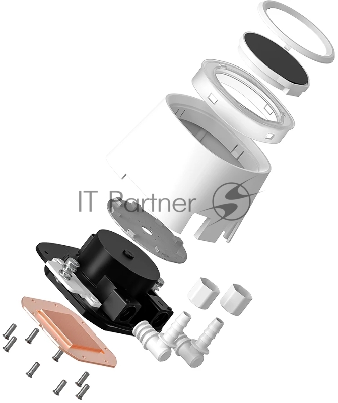 Система водяного охлаждения ID-Cooling FX360 LCD WHITE (Soc 1851/1700/1200/115X/AM5/AM4, 3x120mm fan, 2000rpm, 27.2 дБ, 350W, PWM 4-pin, Al+Cu)