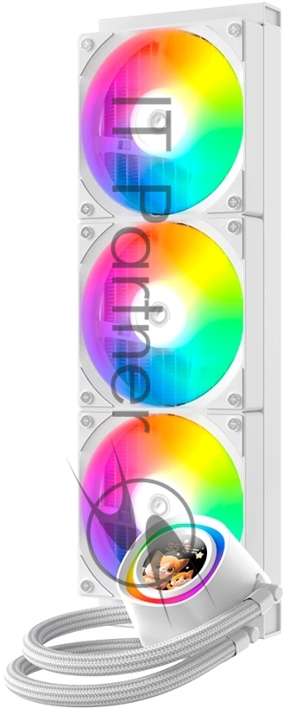 Система водяного охлаждения ID-Cooling FX360 LCD WHITE (Soc 1851/1700/1200/115X/AM5/AM4, 3x120mm fan, 2000rpm, 27.2 дБ, 350W, PWM 4-pin, Al+Cu)