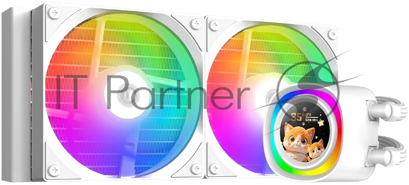 Система водяного охлаждения ID-Cooling FX240 LCD WHITE (Soc 1851/1700/1200/115X/AM5/AM4, 2x120mm fan, 2000rpm, 27.2 дБ, 300W, PWM 4-pin/5V 3Pin ARGB, Cop)