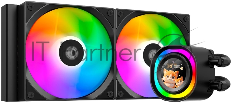 Система водяного охлаждения ID-Cooling FX240 LCD (Soc 1851/1700/1200/115X/AM5/AM4, 2x120mm fan, 2000rpm, 27.2 дБ, 300W, PWM 4-pin/5V 3Pin ARGB,Cop) (FX240 LCD)