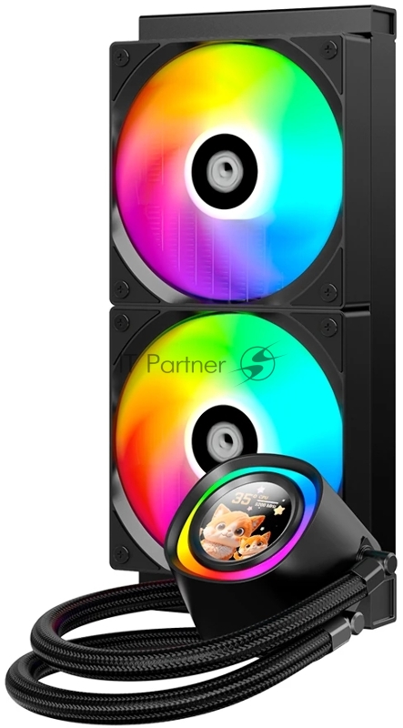 Система водяного охлаждения ID-Cooling FX240 LCD (Soc 1851/1700/1200/115X/AM5/AM4, 2x120mm fan, 2000rpm, 27.2 дБ, 300W, PWM 4-pin/5V 3Pin ARGB,Cop) (FX240 LCD)