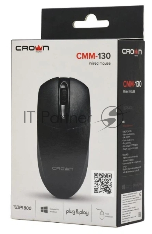 Мышь CROWN CMM-130 black