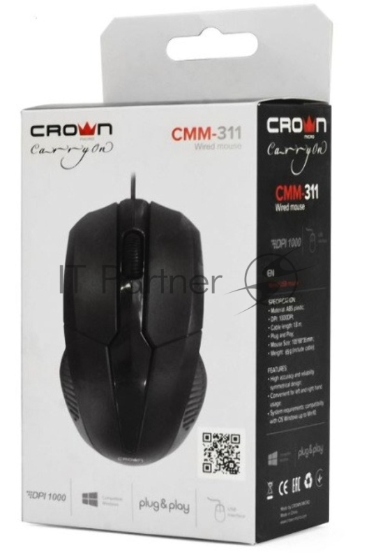 Мышь CROWN CMM-311 black