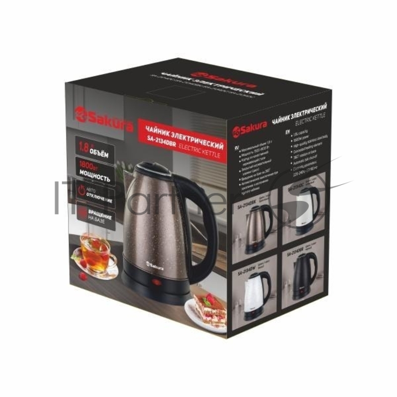 Чайник электрический SAKURA SA-2134DBR 1,8л, нержавейка, бронз/крап