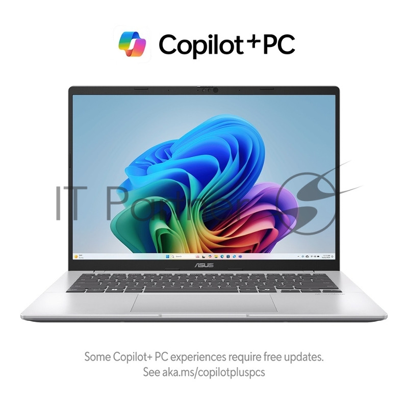 Ноутбук ASUS X1407QA-LY099W 14(1920x1200 (матовый) IPS)/Qualcomm Snapdragon X X1-26-100(2.98Ghz)/16384Mb/102 1y/1.49kg/Cool Silver/Win11Home