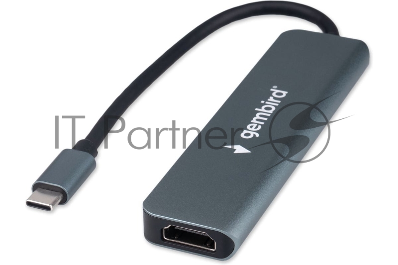Док-станция Type-C Gembird UHB-D9 6в1: USB3.1, PD100W, SD/TF, USB2.0, HDMI, кабель 16см, алюминий