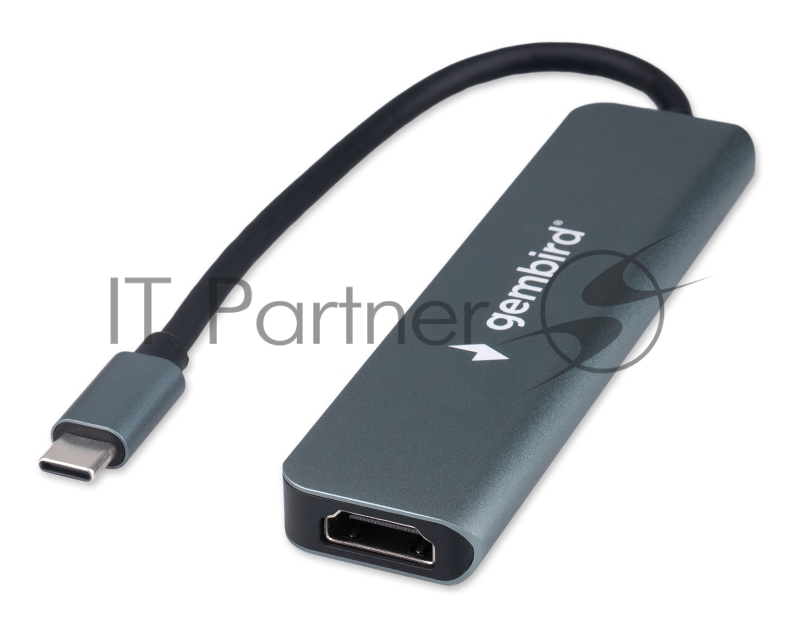 Док-станция Type-C Gembird UHB-D9 6в1: USB3.1, PD100W, SD/TF, USB2.0, HDMI, кабель 16см, алюминий