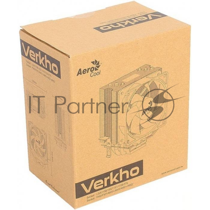 Кулер для процессора AeroCool / Formula Verkho 2 Plus серебристый, 120 мм, алюминий/медь, 2000 об/мин, 26.7 дБ, 4 pin, 115 Вт, 140 мм