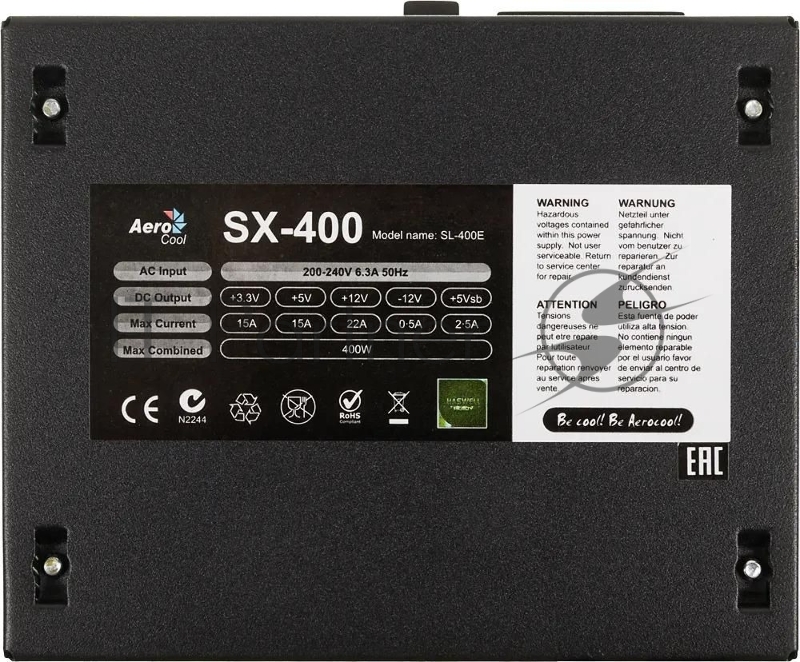 Блок питания Aerocool / Formula SX-400, 400W, 400Вт, 80мм, черный