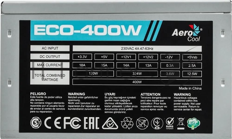 Блок питания Aerocool / Formula ECO-400W, 400Вт, 120мм, серый